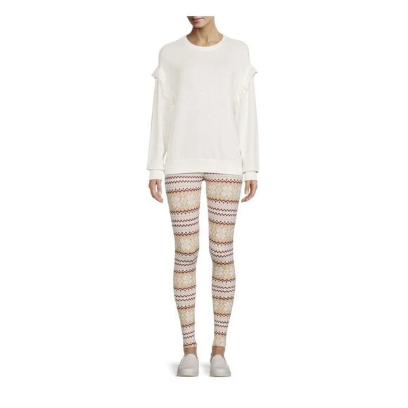 Time and Tru Womens Ivory FairIsle Leggings Size Large 12-14 New - Picture 3 of 5